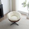 Modern Leisure Chair 360 Degree Swivel Cuddle Barrel Accent Sofa Chairs, Round Armchairs with Wide Upholstered, Fluffy Seat Cushion and Back, Two Tone