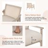 [EAT 3.17]Mid-Century Accent Chair Arm Chair with Lumbar Pillow,Retro Round Rattan Back Upholstered Accent Chair for Living Room, Bedroom, Belcony, Na