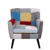 Patchwork Accent Chair;  Mid Century Modern Fabric Club Chair for Bedroom Comfy;  Colourful Single Sofa Chair for Livingroom;  Bedroom;  Office;  Stud