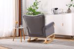Modern Rocking Chair, Upholstered Accent Chair for Nursery, Playroom, Bedroom and Living Room, Small Contemporary Rocker, Kids Cushioned Arm Chair, Gr