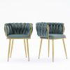 Living Room Chairs,Velvet Makeup Vanity Chair with Back Arm Modern Bedroom Accent Chair Elegant Comfy Single upholstered Chair with Gold Metal Legs (l