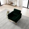 Modern Accent Chair Upholstered Reading Chair Sofa Chair with Metal Legs and Waist Pillow Side Chair for Living Room Bedroom Office (Green,Teddy Fabri
