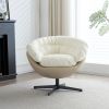 Swivel Sofa Barrel Chair for Bedroom, Mid Century Modern Accent Chair for Living Room, Comfy Reading Chair for Office/Library/Home , Two Tone ( Beige