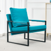 PU Leather Accent Arm Chair Mid Century Modern Upholstered Armchair with Metal Frame Extra-Thick Padded Backrest and Seat Cushion Sofa Chairs( Cyan PU