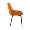 Modern Orange Velvet Dining Chairs , Fabric Accent Upholstered Chairs Side Chair with Black Legs for Home Furniture Living Room Bedroom Kitchen Dinnin