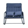 Rocking Chair with Padded Cushions and Pillow,2-Seater Modern Accent Rocker Armchair,Durable Steel Frame with Removable Comfortable Cushion,Ideal for