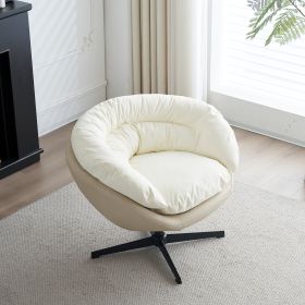 Swivel Sofa Barrel Chair for Bedroom, Mid Century Modern Accent Chair for Living Room, Comfy Reading Chair for Office/Library/Home , Two Tone ( Beige