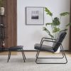 Accent Chair with Ottoman Set of 2, Accent Chair and Ottoman Set, Upholstered Armchair with Black Metal Frmae and Lattice Back, Side Chair for Bedroom