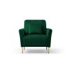 Modern Accent Chair Roll Arm Fabric Chairs; Contemporary Leisure Side Chair; Armchair for Living Room or Bedroom with Metal Legs; Upholstered Single S