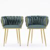 Living Room Chairs,Velvet Makeup Vanity Chair with Back Arm Modern Bedroom Accent Chair Elegant Comfy Single upholstered Chair with Gold Metal Legs (l
