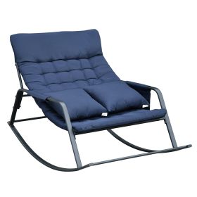 Rocking Chair with Padded Cushions and Pillow,2-Seater Modern Accent Rocker Armchair,Durable Steel Frame with Removable Comfortable Cushion,Ideal for