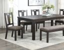 Simple 1pc Dining Table Pine Wood Rectangle Top Table w Leaf well-crafted chair legs Dining Room Furniture Dark Grey Finish