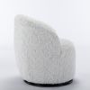 A&A Furniture,Artificial Rabbit Hair Fabric Swivel Accent Armchair Barrel Chair With Black Powder Coating Metal Ring,360° swivel feature make this mod