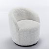 A&A Furniture,Artificial Rabbit Hair Fabric Swivel Accent Armchair Barrel Chair With Black Powder Coating Metal Ring,360° swivel feature make this mod