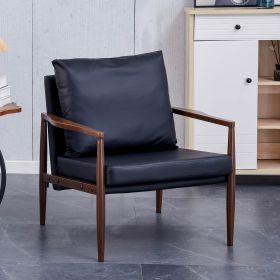 Sofa Chair.Black PU Leather Accent Arm Chair Mid Century Modern Upholstered Armchair with Imitation solid wood color Metal Frame Padded Backrest and S