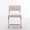 A&A Furniture,Modern Dining Chairs with Corduroy Fabric,Gold Metal Base, Accent Armless Kitchen Chairs with Channel Tufting, Side Chairs, Set of 2, Be