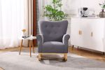 Modern Rocking Chair, Upholstered Accent Chair for Nursery, Playroom, Bedroom and Living Room, Small Contemporary Rocker, Kids Cushioned Arm Chair, Gr