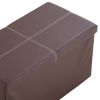 FCH 76*38*38cm Glossy With Lines PVC MDF Foldable Storage Footstool Dark Brown