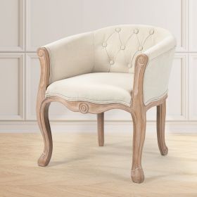 Accent Chair for Living Room Bedroom, French Country Chair with Carved Legs, Stylish Comfy Living Room Chair, Vintage Tufted Upholstered Chair for Hom