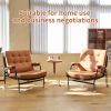 Bonded Leather Armchair, Modern Accent Chair High Back, Living Room Chairs with Metal Legs and Soft Padded, Sofa Chairs for Home Office,Bedroom,Dining