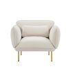 Oversized Living Room Accent Velveta Armchair Upholstered-Single Sofa Chair, Comfy Fabric Armchair with Metal Leg for Bedroom Living Room Apartment, B