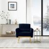 Mid Century Modern Accent Chair Upholstered Reading Chair Sofa Chair with Metal Legs and Throw Pillow Side Chair for Living Room Bedroom Dorm Room Off
