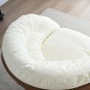 Modern Leisure Chair 360 Degree Swivel Cuddle Barrel Accent Sofa Chairs, Round Armchairs with Wide Upholstered, Fluffy Seat Cushion and Back, Two Tone