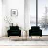 Modern Accent Chair Upholstered Reading Chair Sofa Chair with Metal Legs and Waist Pillow Side Chair for Living Room Bedroom Office (Green,Teddy Fabri