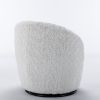 A&A Furniture,Artificial Rabbit Hair Fabric Swivel Accent Armchair Barrel Chair With Black Powder Coating Metal Ring,360° swivel feature make this mod