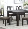 Simple 1pc Dining Table Pine Wood Rectangle Top Table w Leaf well-crafted chair legs Dining Room Furniture Dark Grey Finish
