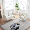 Stylish Handmade Woven Back Upholstered Sofa Set with 1 Accent Chair and 1 Loveseat Sofa, Modern Sofa Set for Living Room And Small Living Spaces , Cr