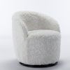 A&A Furniture,Artificial Rabbit Hair Fabric Swivel Accent Armchair Barrel Chair With Black Powder Coating Metal Ring,360° swivel feature make this mod